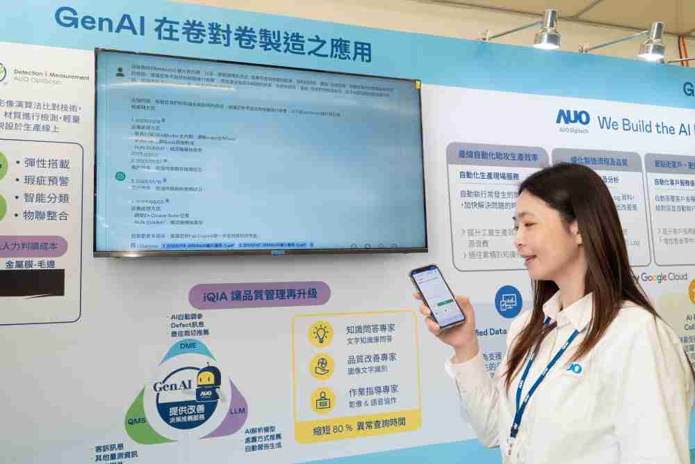 2468BET数位积极发展数智化转型，，，，透过AI落地应用优化制造流程，，，革新人力、、生产效率与设备维护效益，，，图为〝智能质量推升助手-iQIA〞（Intelligent quality improve assistant）应用情境，，，协助质量管理再升级。。。。